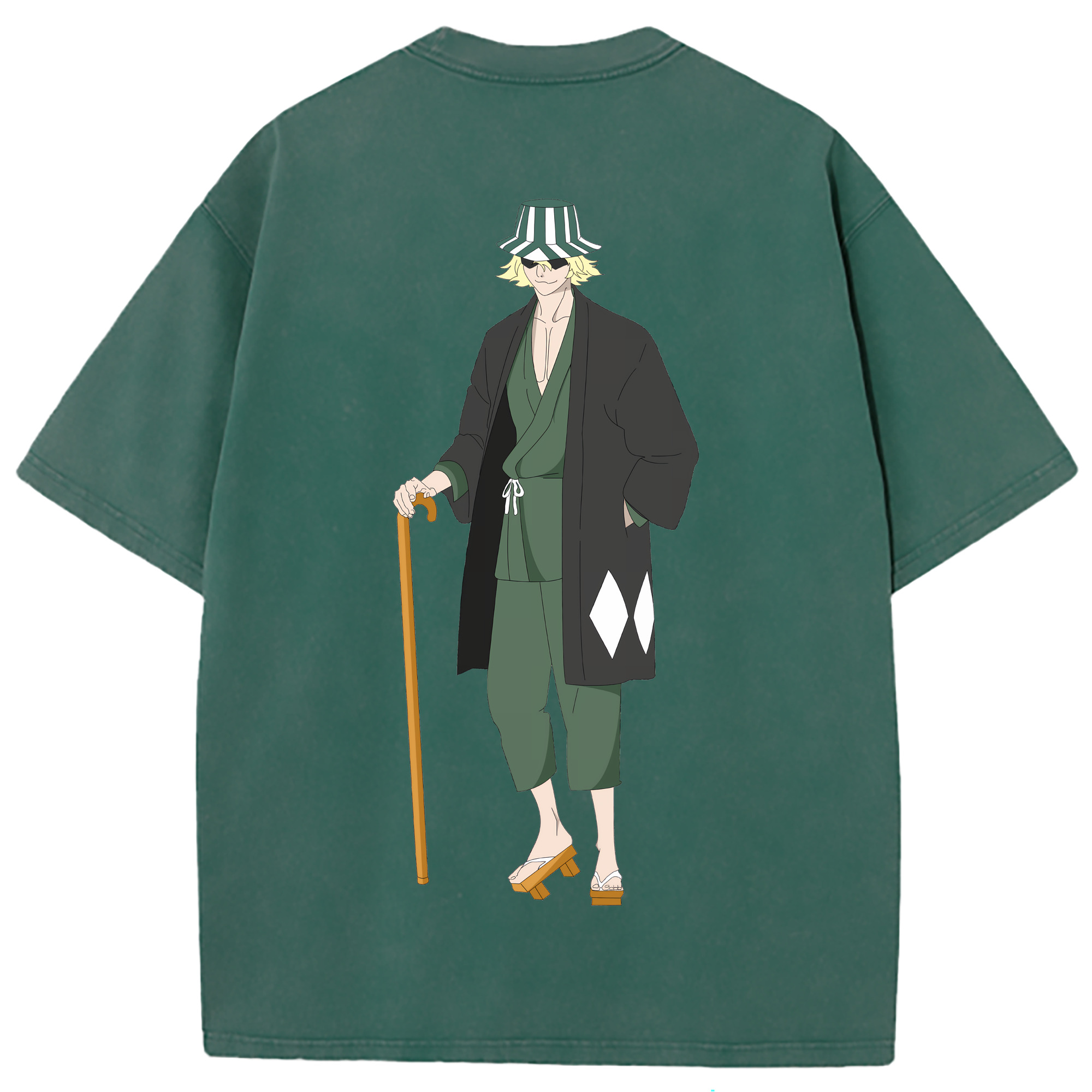 （画像用） "ブリーチ 浦原 喜助（うらはら きすけ） BLEACH Urahara Kisuke " 綿100% ヴィンテージ風 半袖Tシャツ（背面プリント）